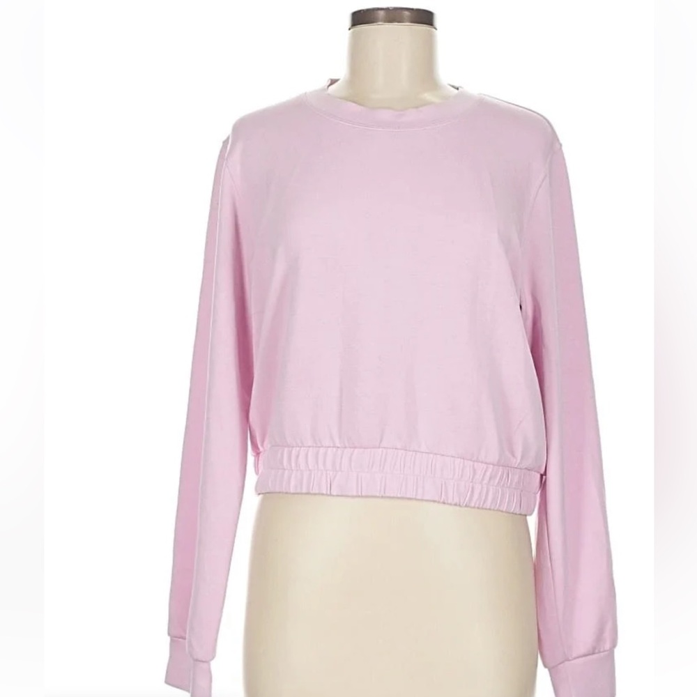 Yogalicious Light Pink Women's Crop Sweatshirt, Large